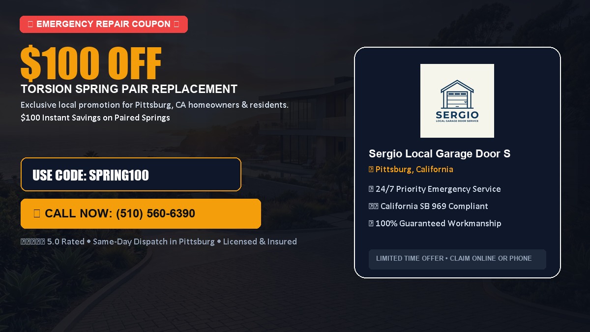 $100 OFF Heavy-Duty Torsion Spring Pair Replacement in Pittsburg, CA